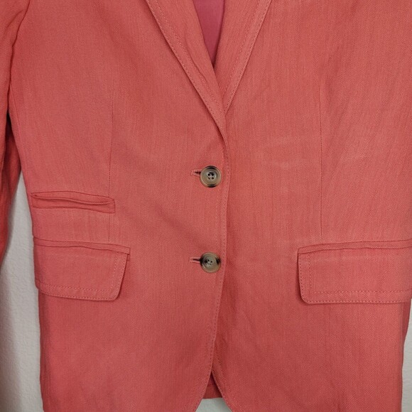 J Crew Schoolboy Structured Blazer Womens Size 2 Coral fully Lined Spring Preppy - Picture 4 of 16